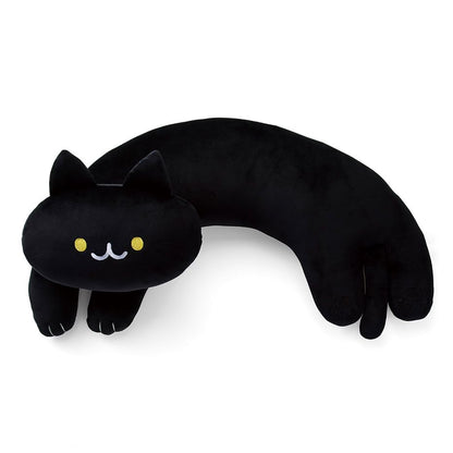 Furvana U-Shaped Cat Plush Pillow, Cute Plushies, 20" - Ultrasoft Cat Stuffed Animal, Birtday Gift (Black)