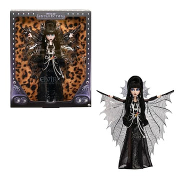 Monster High Doll, Elvira, Mistress of the Dark Collectible in Black Faux Leather Dress with Silvery Batwing Cape and Premium Accessories
