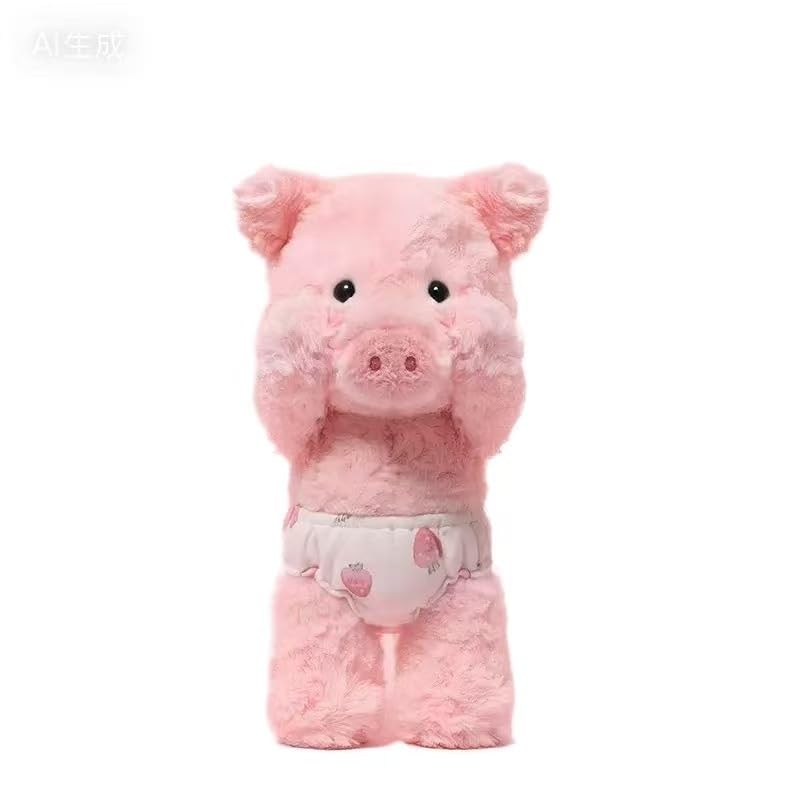 Lambasami Plush Animal Toy with Diaper, Soft Stuffed Dog Pig Fox Set, Baby Pretend Play Gift (Pig, 14.6)