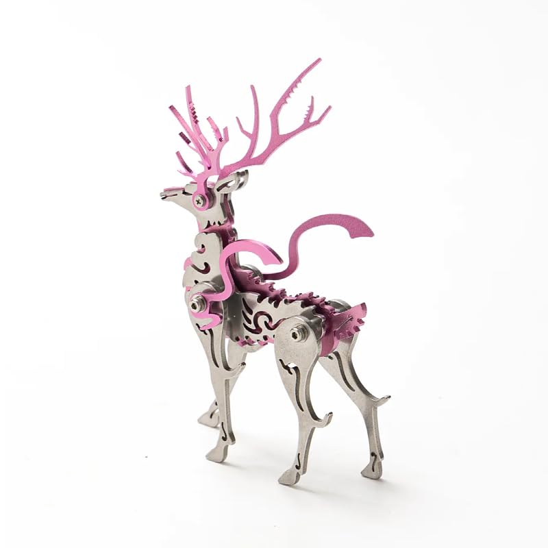 Mokrdomain Little Deer 3D Metal Puzzle, Pink, 40pcs