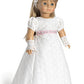 White Regency Dress, Gloves and Hair Ribbon ~ Fits American Girl 18 inch Dolls