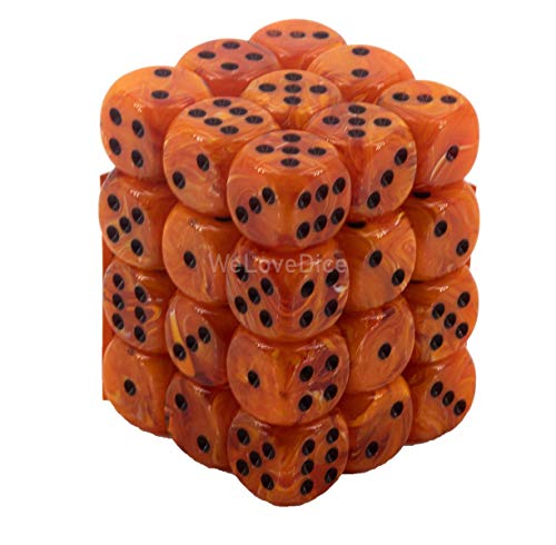 DND Dice Set-Chessex D&D Dice-12mm Vortex Orange and Black Polyhedral Dice Set-Dungeons and Dragons Dice Includes 36 Dice - D6, Various (CHX27833)