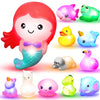 JOYIN 12 PCS Light Up Bath Toys, Toddler Flashing Colourful LED Bathtub Mermaid Toy, Baby Bathtime Floating Rubber Shower Gifts for Infant Kids Girls