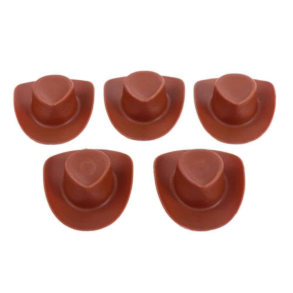 10 Pieces Plastic Mini Western Cowboy Cowgirl Hat Miniature Cute Doll Hat Party Dress Hat for Dollhouse Decoration Creative Gifts, 2.16 x 1.81 inch