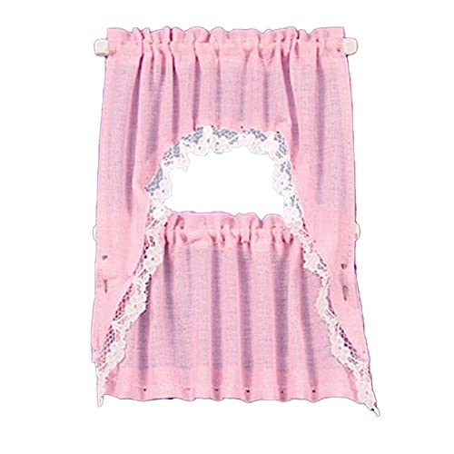 Melody Jane Dollhouse Pink Cape Curtain Set Miniature 1:12 Scale Window Accessory
