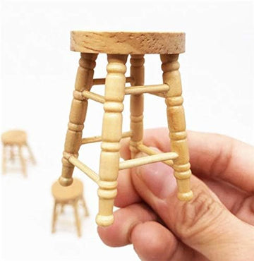 EatingBiting Adult Decorations 1:12 Dollhouse Miniature Wooden Stool Chair Dollhouse Furniture Box Handmade Dollhouse Pub Bar high Stool Chair