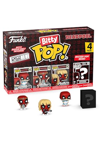 Funko Bitty POP! Deadpool - Sleepover, 4-Pack and A Surprise Mystery Mini Figure - 0.9 Inch (2.2 Cm) Collectable - Stackable Display Shelf Included