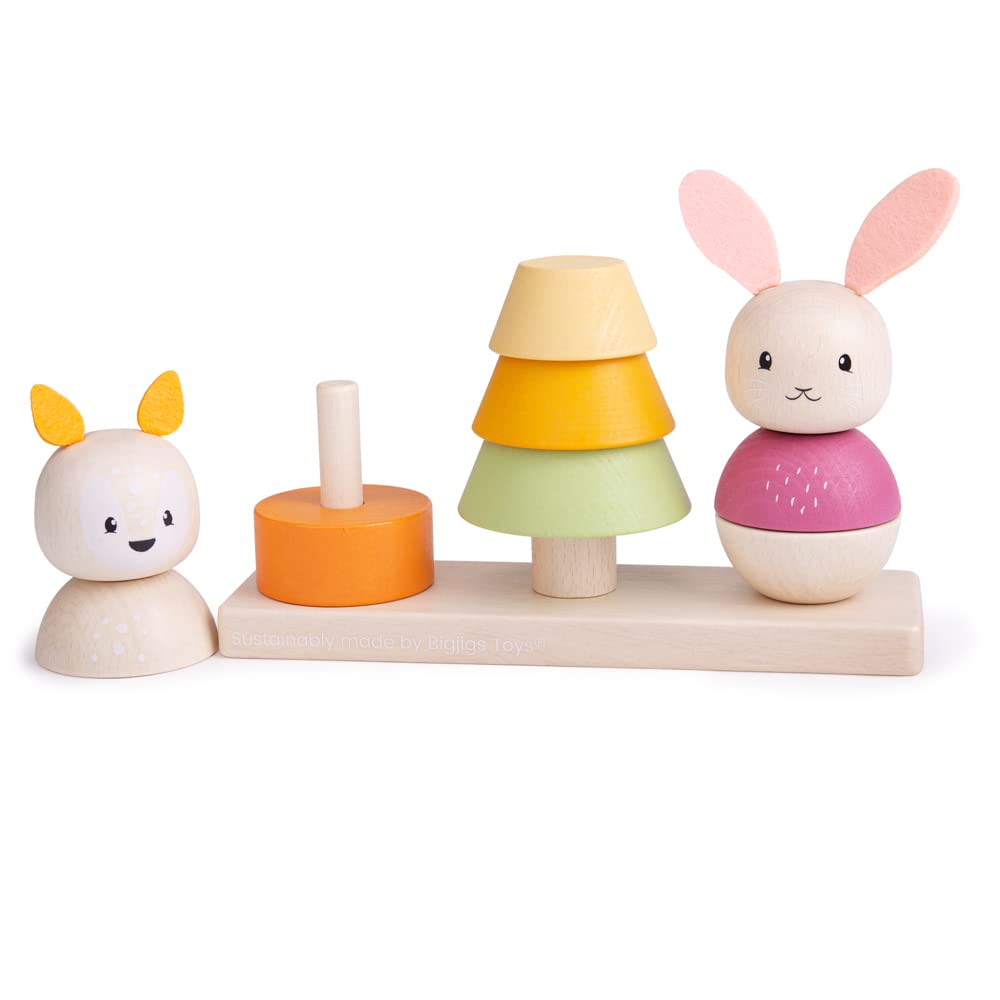 Bigjigs Toys, FSC® Certified Forest Stacking Toy, Wooden Toys, Wooden Stacking Toy, Baby Toys, Toddler Toys, Baby Wooden Toys, Montessori Toys