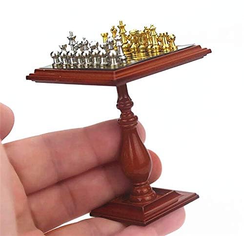 EatingBiting 1:12 Dollhouse Miniature Furniture Accessories Chess Table Magnet Chess Pieces for Mini Room Decoration