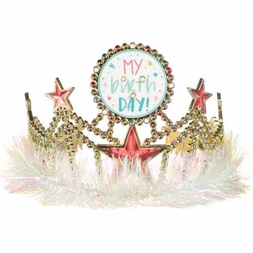 Light-Up Tiara - Pack of 1 - Plastic Crown - Perfect Birthday Accessory, Gold, 3.63" x 6.5"