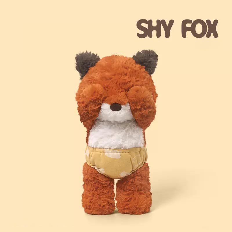 Lambasami Plush Animal Toy with Diaper, Soft Stuffed Dog Pig Fox Set, Baby Pretend Play Gift (Fox, 14.6)