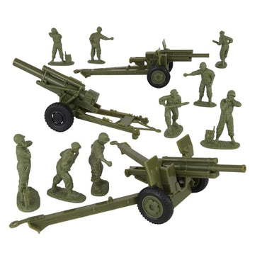BMC CTS WW2 US Howitzer Artillery & Crew 12pc OD Green Plastic Army Men Playset