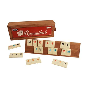 Front Porch Classics, Rummikub Vintage Edition in All-Wood Storage Case with 4 Built-in Player Trays and 106 Rummikub Tiles, for 2 to 4 Players Ages 8