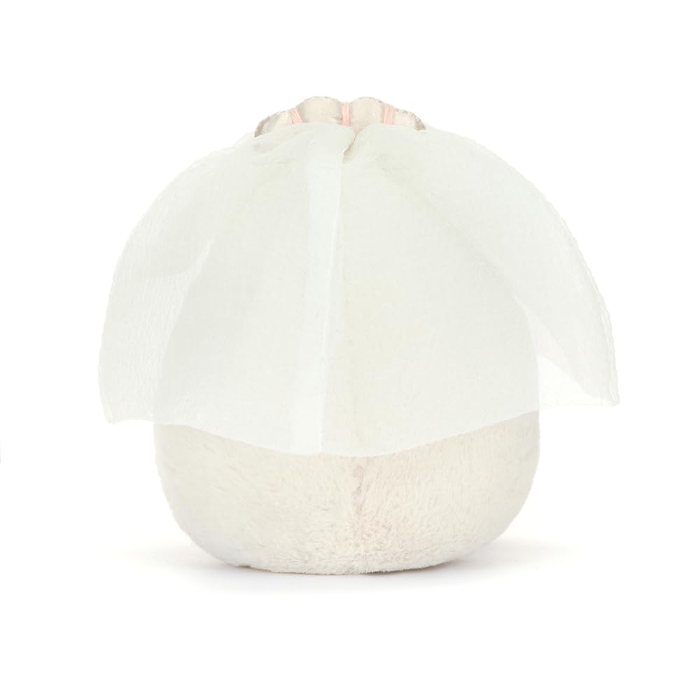 Jellycat Amuseables Boiled Egg Bride Stuffed Toy, 5.5 inches - Food Plush - Fun Wedding & Engagement Gift