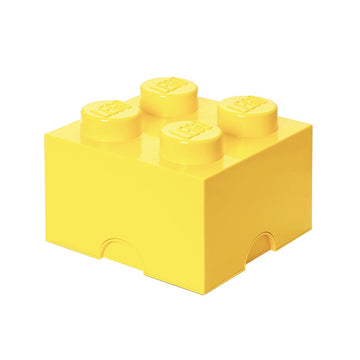 LEGO Storage Brick 4 - studs Cool Yellow - Stackable Plastic Storage Box with Lid for Kids and Adults Ideal Desk Organizer and Toy Box - 5.6L Capacity