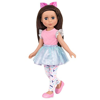 Glitter Girls - 14-Inch Fashion Doll - Brown Hair & Purple - Blue Eyes - Poseable Arms & Legs - Ruffle Outfit & Hair Bow - 3+ Years- Candice
