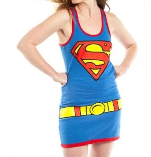 DC Comics Batman Super Girl Character Juniors Tank Dress (Medium, Super Girl)