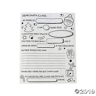 Fun Express Color Your Own Letter to Santa - Set of 50 - Christmas Crafts for Kids