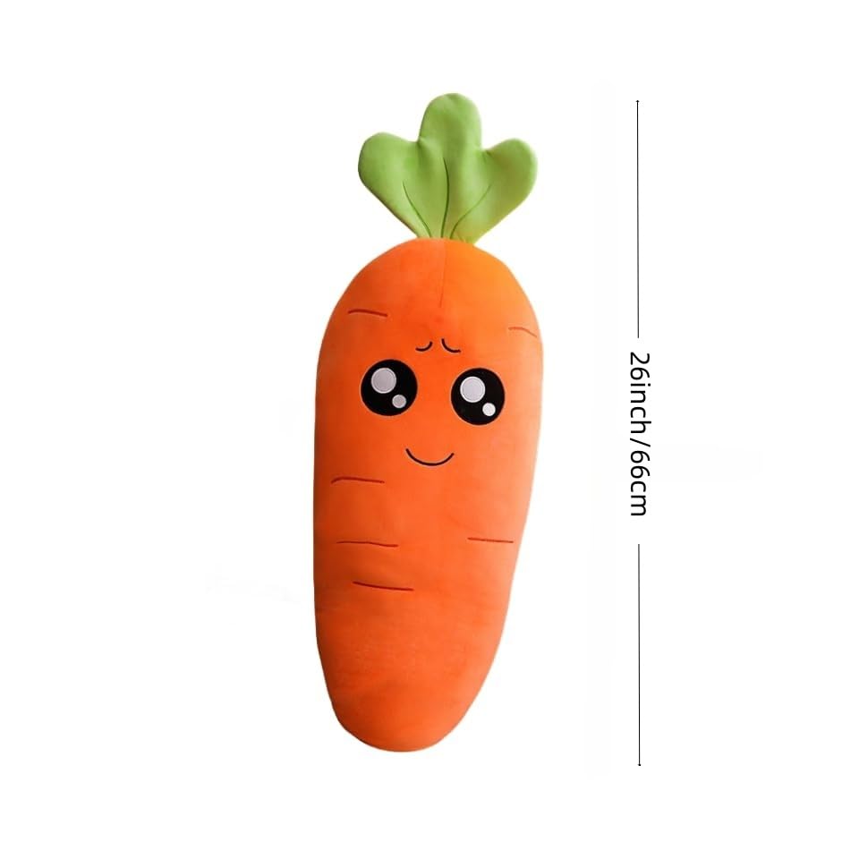 XIZHI 26" Carrot Hugging Pillow Kids Pillows Plush Cute Expression Stuffed Doll Toy (Cute)