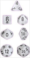 Polyhedral 7 Dice Set Frosted Clear w/Black CHX27401
