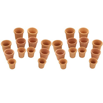 24 Pcs Miniature Bonsai Flower Pots, 1:12 Scale Dollhouse Pottery Garden Accessories, Red Pottery