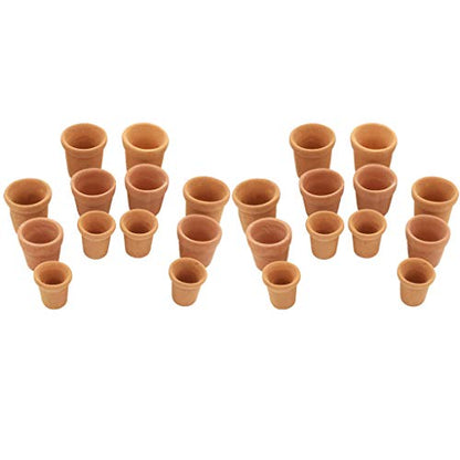 24 Pcs Miniature Bonsai Flower Pots, 1:12 Scale Dollhouse Pottery Garden Accessories, Red Pottery