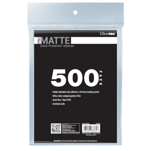 Ultra PRO - 500ct Clear PRO-Matte Standard Card Sleeve Deck Protector, Protect & Store Collectible Cards, Sports Cards, MTG, D&D Cards, Sized to Fit