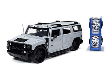Jada Toys Just Trucks 1:24 2003 Hummer H2 with Rack Die-cast Car Grey, Toys for Kids and Adults, 32310
