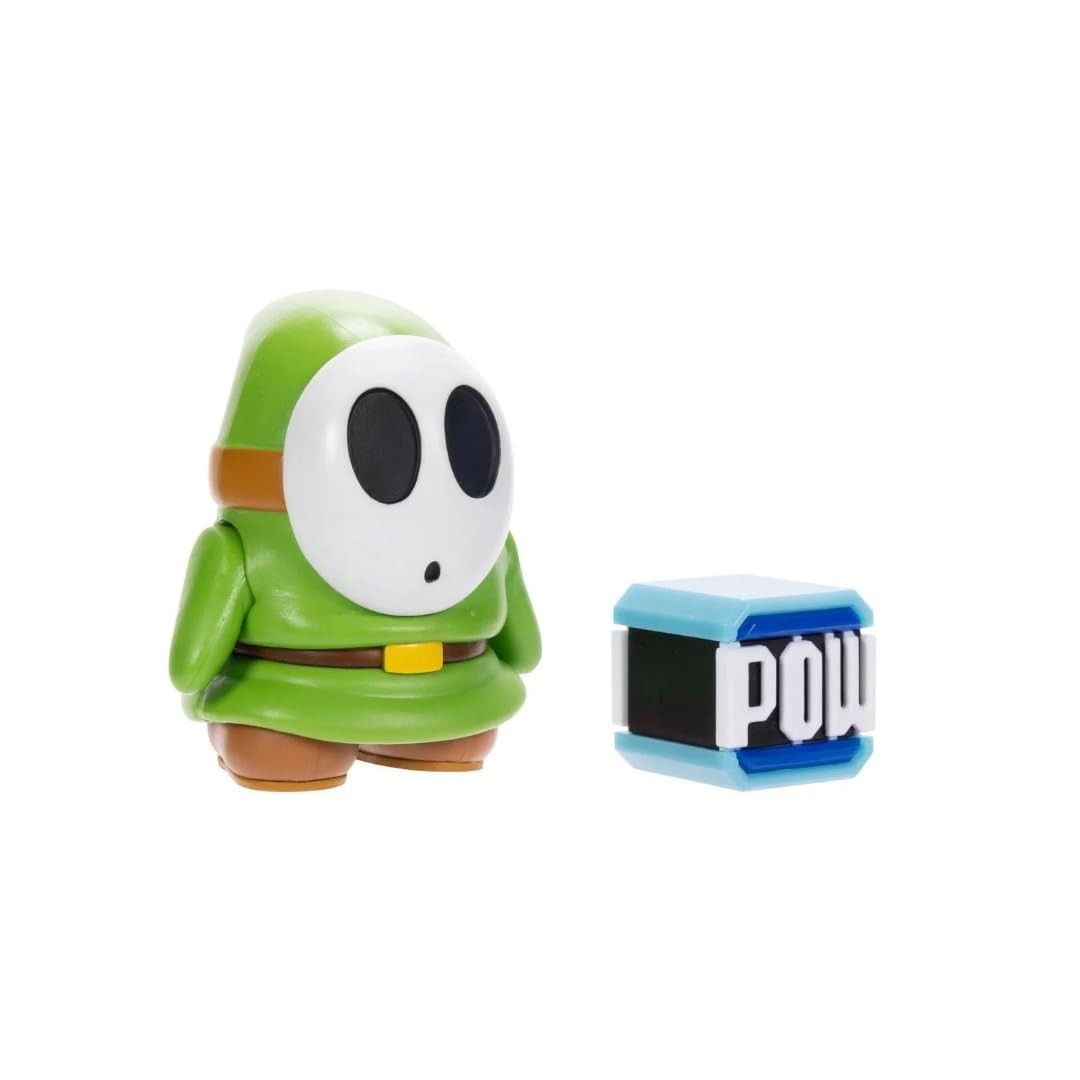 Super Mario 4 inch Green Shy Guy Action Figure with POW Block