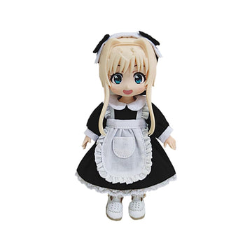 niannyyhouse OB11 Doll Clothes Headdress Dress Apron, 1/12 Scale Maid Set, Action Figure Outfit (Black)