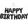 TONIFUL Black Happy Birthday Balloons Banner Decoration 16 Inch Mylar Foil Letters Birthday Sign Banner Bunting Reusable for 30th 40th 50th 60th Men