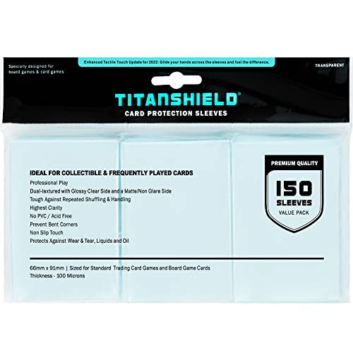 TitanShield Premium Card Sleeves | Compatible with Pokemon, One Piece, Lorcana, Flesh & Blood, & Magic The Gathering MTG | (150 Sleeves - Standard)