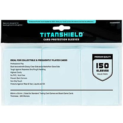TitanShield Premium Card Sleeves | Compatible with Pokemon, One Piece, Lorcana, Flesh & Blood, & Magic The Gathering MTG | (150 Sleeves - Standard)