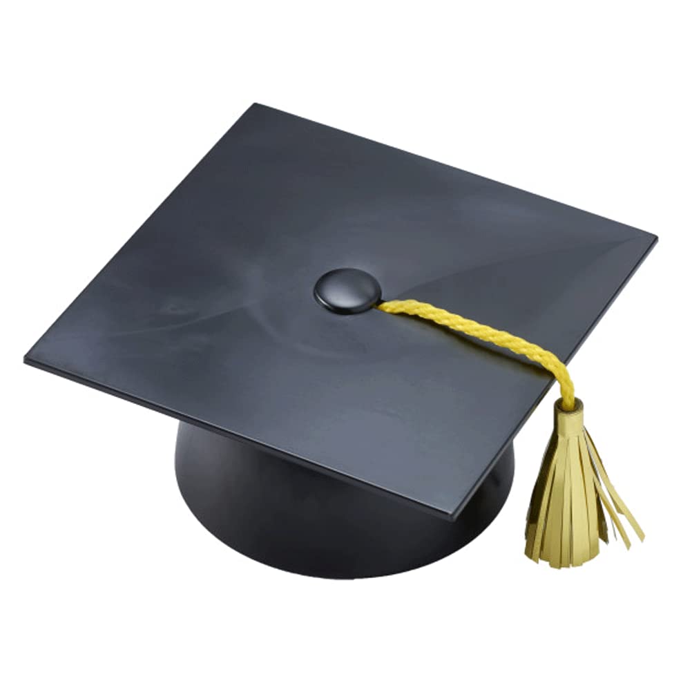 Plastic Graduation Cap Cake Topper with Large Paper Diploma Cake Topper (Black)