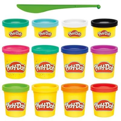 Play-Doh Treats & Favors 12-Pack, Modeling Compound for Kids 2 Years & Up, Party Favors with Stickers, Non-Toxic, 12 Cans Total 12 oz