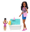 Barbie Skipper Babysitters, Inc. Playset with Bathtub, Babysitting Skipper Doll and Small Toddler Doll with Button to Move Arms and Splash, Plus