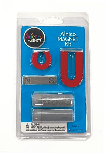 Dowling Magnets Alnico Magnet Science Kit. Magnets for Kids Including 2 Horseshoe Magnets, 1 Bar Magnet, Iron Filings and Iron Shapes for Fun Science