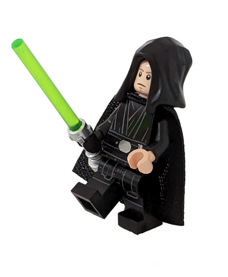 Luke Skywalker Jedi Master (Black Hand), Hood, Cape and Lightsaber - Lego Star Wars Minifigure