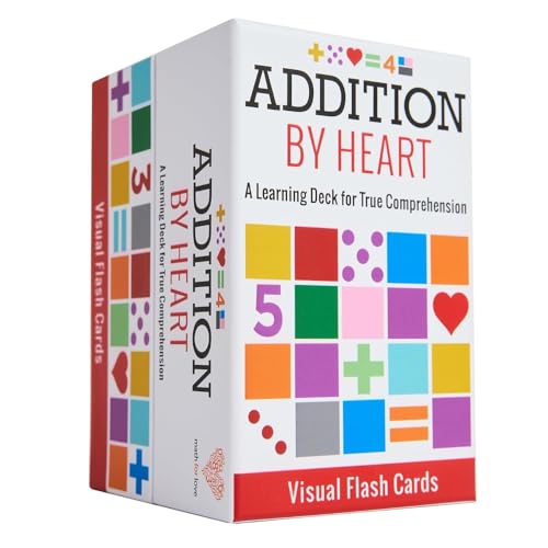 Math for Love Addition by Heart Visual Flash Cards - a Colorful Learning Deck for True Comprehension of Addition Math Facts for Ages 6-9
