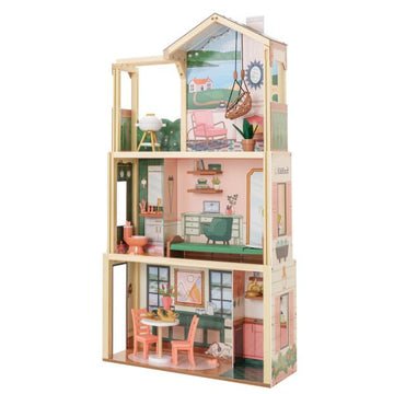 KidKraft Click & Play Fully Assembled Pop-Up Wooden Dollhouse; 50 Pieces