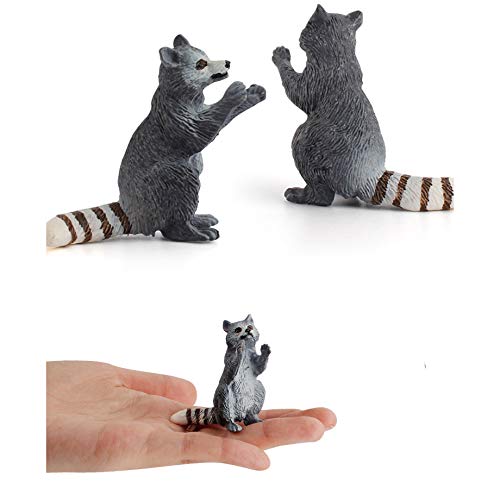 Rich Boxer 3 PCS Realistic Mini Raccoon Figurine Wild Animal Figures for Party Diorama Supplies Cake Toppers Science Collection Desktop Decoration