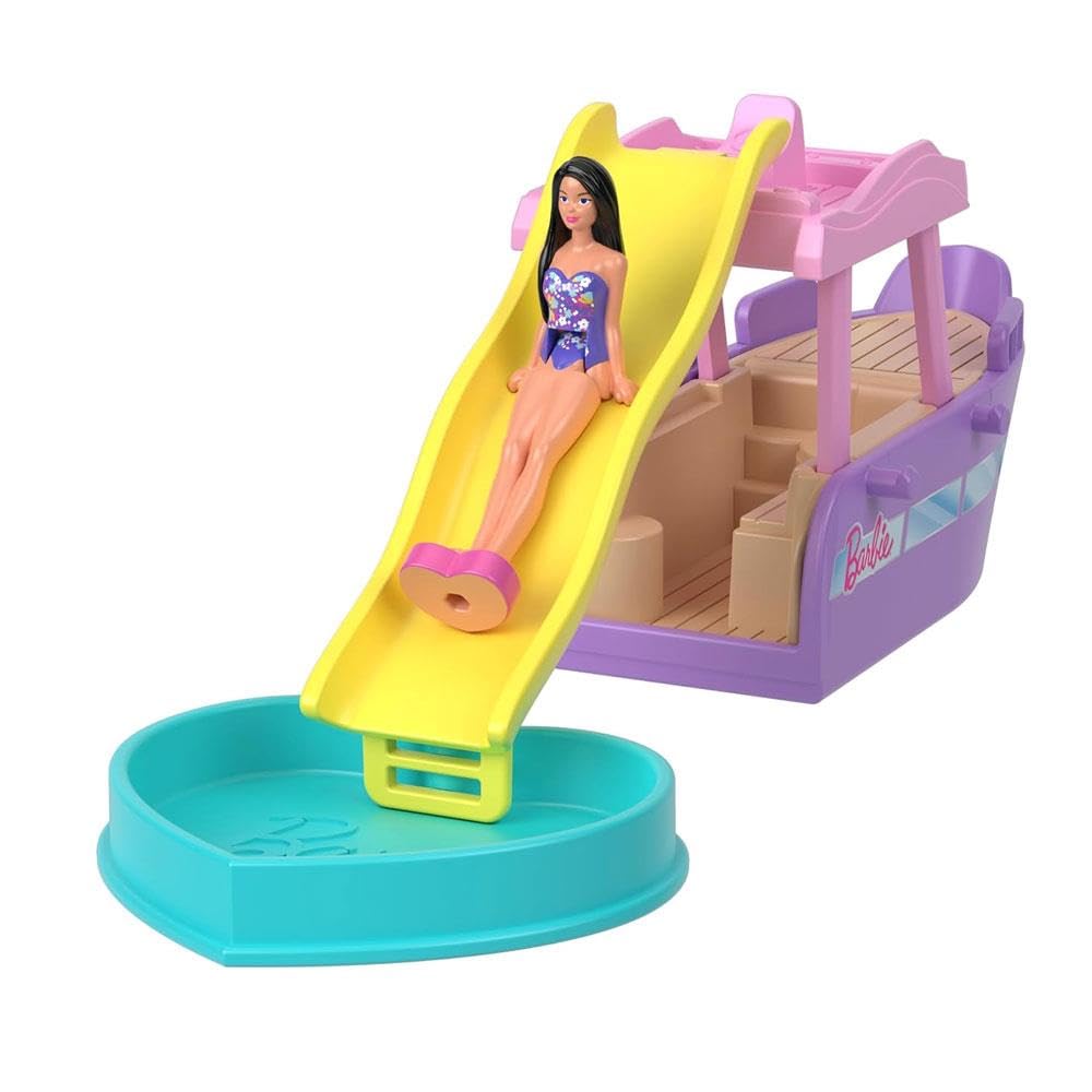 Barbie Mini BarbieLand Playsets with Toy Vehicle & 1.5-inch Doll, Dream Boat with Color-Change Surprise