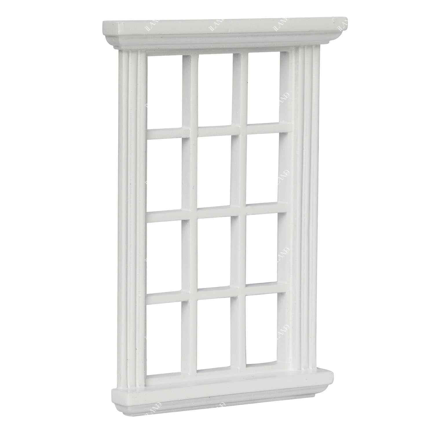 iLAND 1/12 Scale Accessories of Dollhouse Windows 2pcs White Solid Wood DIY Dollhouse Building Supplies Complete Classic Miniature Windows Kit