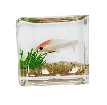 White Goldfish Charm of A Mini Tank with This 1:12 Scale Miniature Accessory Square Fish Tank Realistic Glass Decor for Dollhouse Display Captivating