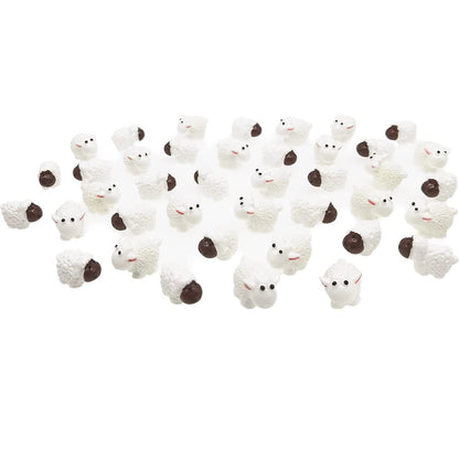 BLAPNK 40pcs Miniature Sheep Figurines Mini Herd of Sheeps Figure Toy Cake Toppers Moss Landscape Decoration DIY Terrarium Crafts Ornament