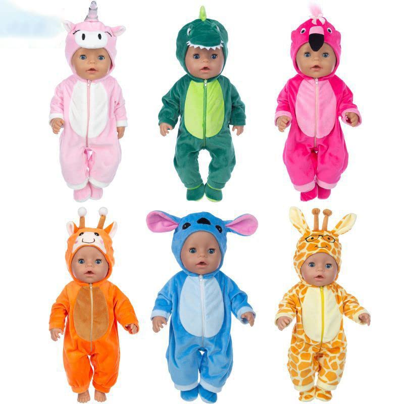 Suit+Shoes Dolls Outfit For 18 inch 43cm Baby Doll Cute Jumpers Rompers Doll Clothes (blue)