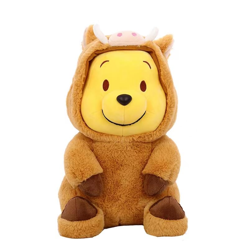 Dremung Bear Stuffed Animal 35cm, 14'' Kawaii Cartoon Bear Doll Plush Toy Brown & Yellow