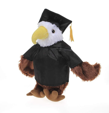 Plushland Eagle Plush Stuffed Animal Toys Present Gifts for Graduation Day, Personalized Text, Name or Your School Logo on Gown, Best for Any Grad