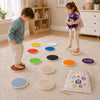ComfyBumpy Wooden Stepping Stones for Kids | Set of 13 Montessori Stepping Stones for Toddlers - Double-Sided Stepping Stone Kit with Colors, Engraved