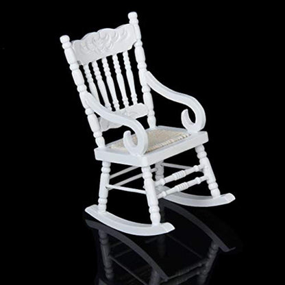 SXFSE Doll House Rocking Chair, 1:12 Scale Wooden Dollhouse Accessories Miniature Funiture Decor Model